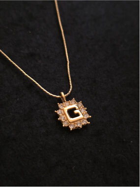 Vintage 70s Givenchy Paris NY Gold-Tone Square 4G Pave Necklace